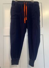 Figs Limited Edition navy blue joggers w/ orange tie XL Photo 0