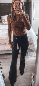 Sanctuary Slick Black High Rise Flare Bottom Jeans  Photo 0