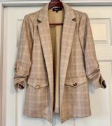Women's Alice Blue Blazer Size M Plaid Tan Sparkle Teal Photo 0