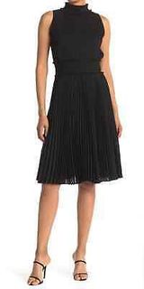 Nanette Lepore | NWT Frill Mock Neck Pleated Sleeveless Midi Dress Minimalist 10 Photo 0