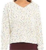 I.N. San Francisco NWT XL White Rainbow Confetti Chenille V-Neck Sweater Knit Photo 0