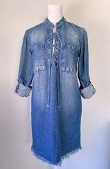 Vintage Y2K Wet Seal Lace-Up Denim Dress Photo 0