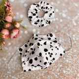 100% Premium Cotton Dalmatian Spot Face Mask And Scrunchie Multiple Photo 0