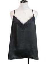 BP Nordstrom | S |  Black Cami Lace Trim Satin Tank Sleeveless Top Photo 0