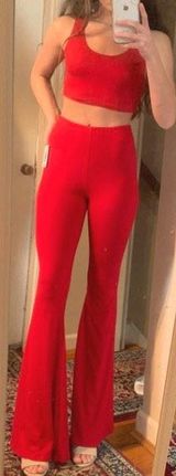 Forever 21 Red Flare Pant/ Crop Top Set Photo 0