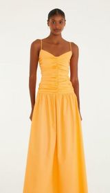 NWT Farm Rio Gathered Drop Waist Maxi Dress Size S Orange Cotton Photo 0