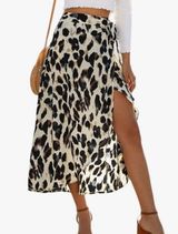Women's Leopard Skirt High Low Split Midi Wrap Skirt Multi Size XL Photo 0
