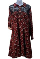 Rose Gal Lace Top Turn Down Collar Tartan Plaid Pattern A Photo 0