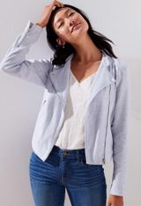 Linen Blend Moto Jacket Photo 0