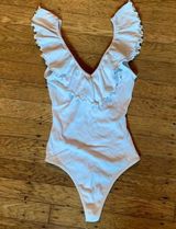 Aritzia White Ruffle Bodysuit Photo 0