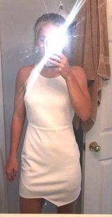 White Zip Up Mini Dress Photo 0