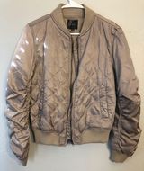 The Story Tan Puffy Bomber Jacket Photo 0
