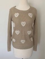 LC Lauren Conrad ✅lauren Conrad Sweetheart Sweater Crewneck Pullover Gold Long Sleeve Sz S Photo 0