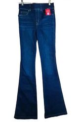 Spanx NWT Women’s Jeans Flare Dark Wash High Rise  Blue Midnight Shade XS Tall Photo 0
