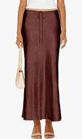 Brown Maxi Skirt with Drawstring Photo 0