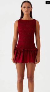 Peppermayo Exclusive - Garden Kisses Shirred Mini Dress - Maroon Photo 0