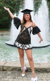 For Love & Lemons Black Lace Floral Off Shoulder Mini Dress Photo 0