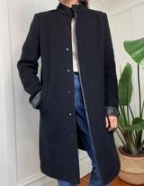 Vince Wool Blend with Lamb Leather Coat Stand Up Collar Size 6 Photo 0
