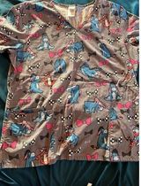 Disney Eeyore Scrub Top Shirt Size Large Gray Photo 0