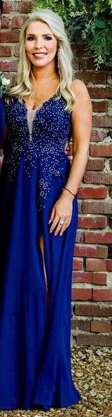 Navy Formal Dress Blue Size 4 Photo 0