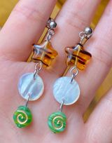 unique retro vintage chic fairy boho style dangle earrings w/ quality Czech glass beads mix 🌀🍃💛 Photo 0