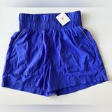 high waisted piped nylon blue elastic waist shorts S Photo 0