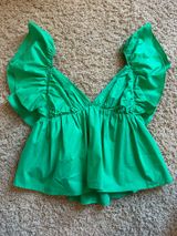 Green Ruffle Top Photo 0