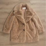 Zara Plush Faux Fur Coat in Cream Photo 0
