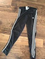 Adidas Black Leggings White Stripes Photo 0