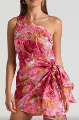 mini pink floral wrap with tie dress Photo 0