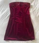 Velvet Maroon Strapless Dress Red Photo 0
