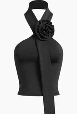 Rosette Black Halter Top Photo 0