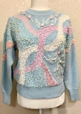 Jaclyn Smith Vintage 80s/90s Kawaii Baby Blue Beaded Knit Sweater Photo 0