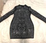 Black Sequin Long Sleeve Dress Size 6 Photo 0