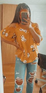 Francesca's Yellow Floral Top Photo 0