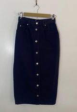 Adrienne Vittadini Vintage Vittadini Sport Navy High Waisted Denim Midi skirt Photo 0