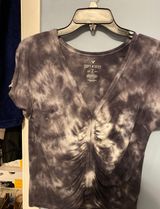 American Eagle Outfitters Grey/ White Tie Dye Tee Photo 0