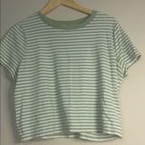 Madewell Green and White Crop Tee Short Sleeve Fitted Photo 0