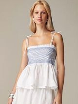 J. Crew Women’s 100% Cotton Paloma Top CA583 Size Medium In White/Blue NWOT Photo 0