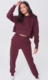 Forever 21 Maroon Fleece Joggers Photo 0