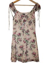 Women's Abercrombie & Fitch White Pink Green Floral Puff Mini Dress Size Small S Photo 0