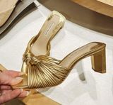 Leather Gold Knot Slip On Heels Photo 0