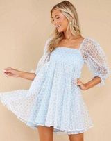 NWT - Sweet Air Light Blue Floral Eyelet Dress LARGE SOLD OUT ONLINE Photo 0