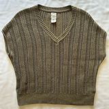 Joie Khaki Olive Green Knit Oversized V Neck Sweater Vest Sz S Preppy Cottage Photo 0