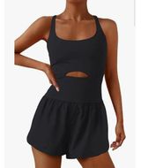 NEW Athletic Romper Shorts Workout Tennis Golf M Black Size M Photo 0