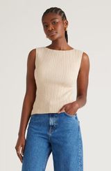 Quince Ribbed Knit Tank Top - Cream Photo 0