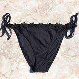 Black Floral Lace High Rise Mae Side Tie Bikini Bottoms Photo 0