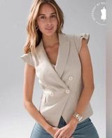 White House Black Market Flounce Sleeve Studio Vest Beige Tan Size 0 Photo 0