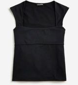 J.Crew  Squareneck cap-sleeve top in stretch cotton blend black Size Medium Photo 0