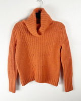 BANANA REPUBLIC Orange Wool Alpaca Blend Mixed Stitch Turtleneck Sweater Small Photo 0
